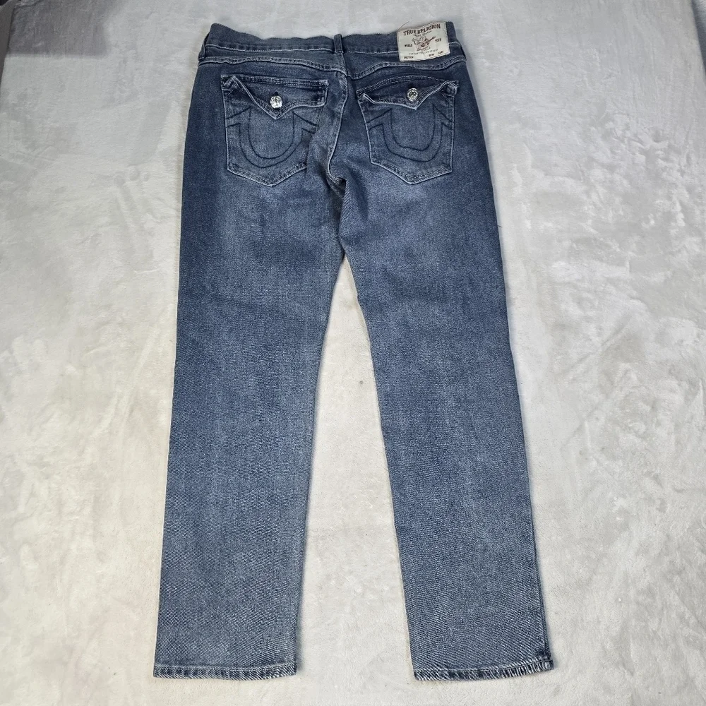 True Religion Jeans Mens 34x31 Geno Relaxed Slim Straight Mid Rise Zip Fly